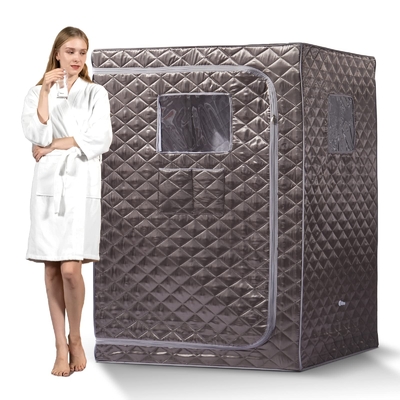 Sauna de vapor portátil de tamaño completo de color gris Sauna de spa para el hogar Sauna con capacidad de 4 litros de agua