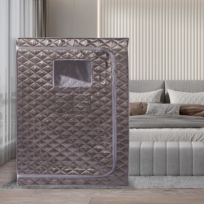 Sauna de vapor portátil de tamaño completo de color gris Sauna de spa para el hogar Sauna con capacidad de 4 litros de agua