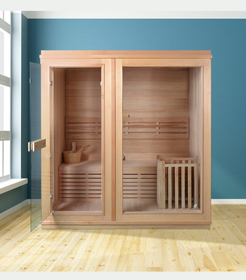 Sala de sauna de vapor tradicional con estufa y piedra