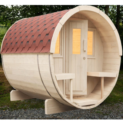 Sauna de barril exterior de madera maciza de cedro, sauna húmeda de vapor Sala de sauna tradicional