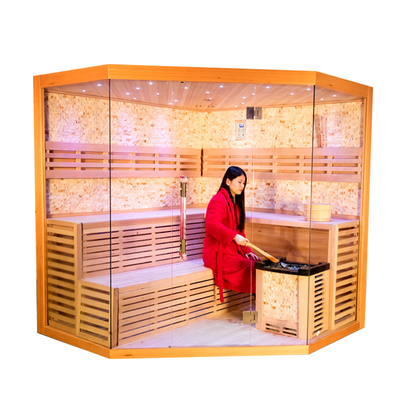 Sala de sauna tradicional de lujo para 5 - 6 personas Sala de sauna de vapor de sal del Himalaya