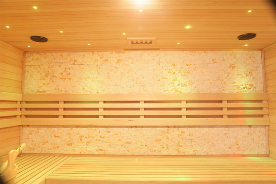 Sala de sauna tradicional con estufa de vapor Premium Hemlock Cabina de sauna de vapor interior seca