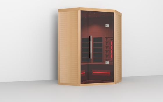 Sauna de lujo prefabricada de madera en interiores con sudor infrarrojo