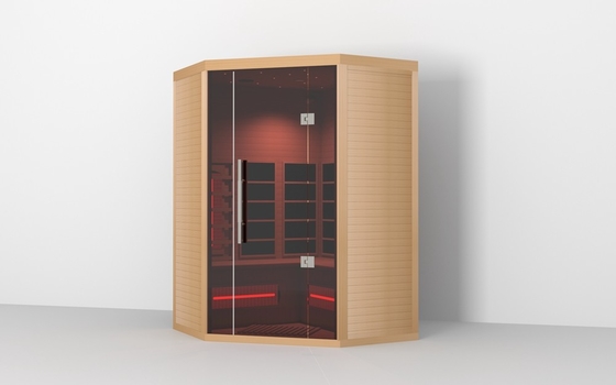 Sauna de lujo prefabricada de madera en interiores con sudor infrarrojo