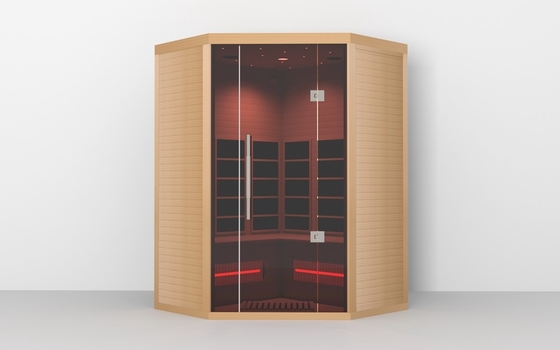 Sauna de lujo prefabricada de madera en interiores con sudor infrarrojo