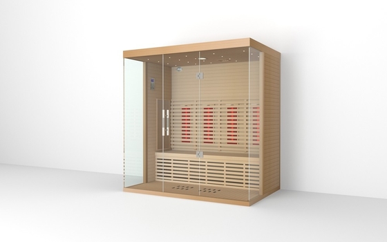4 personas Cuadrado Sala de sauna de infrarrojos lejanos interior Material de cedro rojo