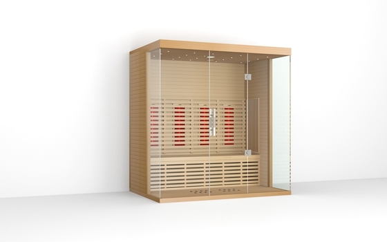 4 personas Cuadrado Sala de sauna de infrarrojos lejanos interior Material de cedro rojo