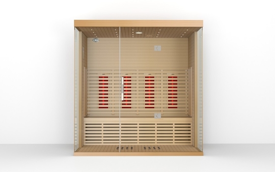 4 personas Cuadrado Sala de sauna de infrarrojos lejanos interior Material de cedro rojo