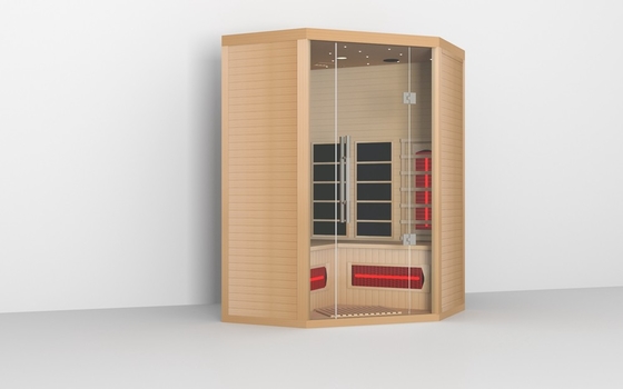 Cuarto de sauna de vapor de madera de interior de la esquina infrarroja hemlock material de cedro rojo