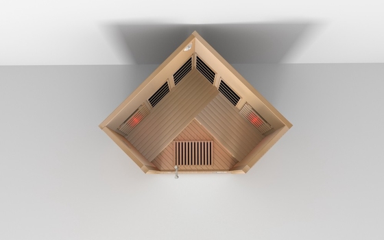 Cuarto de sauna de vapor de madera de interior de la esquina infrarroja hemlock material de cedro rojo