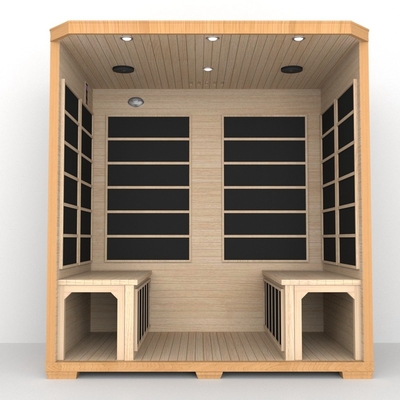 Smartmak Sauna de infrarrojos cercanos con baja emisión de EMF para 4 personas Sauna de infrarrojos de cedro rojo