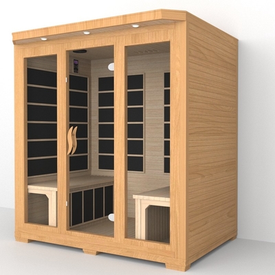Smartmak Sauna de infrarrojos cercanos con baja emisión de EMF para 4 personas Sauna de infrarrojos de cedro rojo