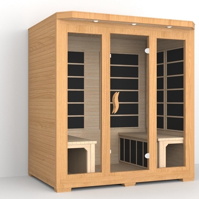 Smartmak Sauna de infrarrojos cercanos con baja emisión de EMF para 4 personas Sauna de infrarrojos de cedro rojo