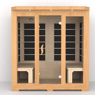 Smartmak Sauna de infrarrojos cercanos con baja emisión de EMF para 4 personas Sauna de infrarrojos de cedro rojo