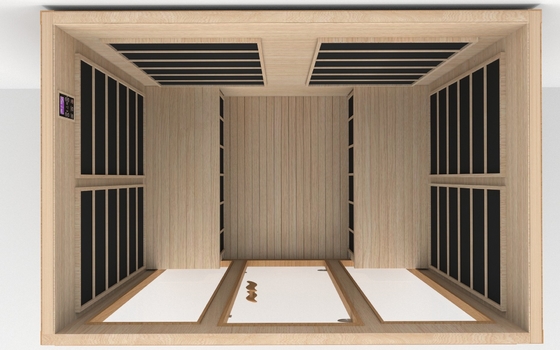 Smartmak Sauna de infrarrojos cercanos con baja emisión de EMF para 4 personas Sauna de infrarrojos de cedro rojo
