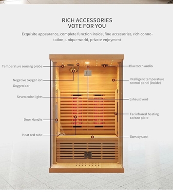 Calentador de fibra de carbono Hemlock Sauna de infrarrojos lejanos Sala de sauna para 2 personas