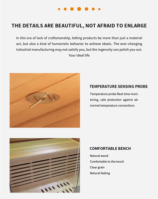 Calentador de fibra de carbono Hemlock Sauna de infrarrojos lejanos Sala de sauna para 2 personas