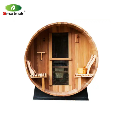Sauna exterior de madera de cedro rojo canadiense Sauna de barril de vapor con estufa de madera