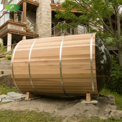 Sauna panorámica con barril de vidrio de madera de uso doméstico