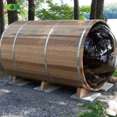 Sauna panorámica con barril de vidrio de madera de uso doméstico