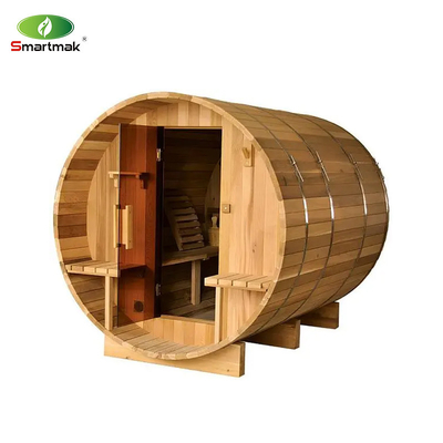 Sauna de madera sólida de cedro rojo húmedo seco Sauna al aire libre de barril