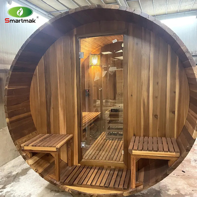 Sauna de madera sólida de cedro rojo húmedo seco Sauna al aire libre de barril