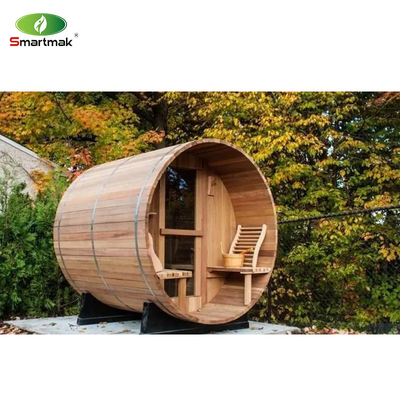 Sauna de madera sólida de cedro rojo húmedo seco Sauna al aire libre de barril