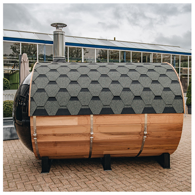 Ventana panorámica Sauna de barril de madera de cedro para 6 personas con calefacción de leña