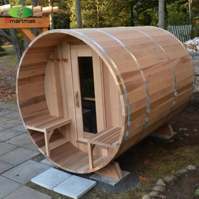 Sala de sauna exterior de barril de madera Sauna de madera maciza para uso en el jardín