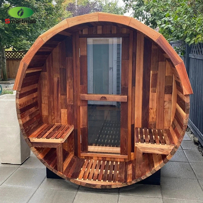 Sala de sauna exterior de barril de madera Sauna de madera maciza para uso en el jardín