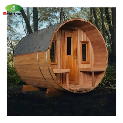 Sala de sauna exterior de barril de madera Sauna de madera maciza para uso en el jardín