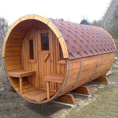Sauna al aire libre de cedro barril estufa de leña sauna de vapor seca para 6 personas