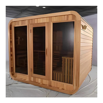 5-6 personas Sauna seca exterior de vidrio completo con ventilación ajustable Requiere montaje de sistema de música Bluetooth