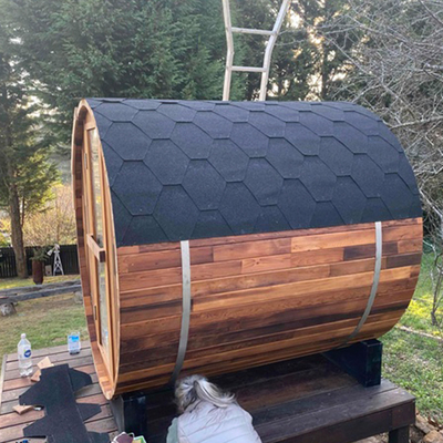 Sauna de barril de madera maciza en el exterior Hemlock madera de cedro húmeda vapor sala de sauna tradicional