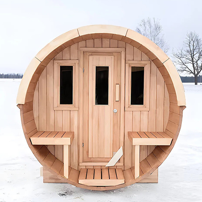 Sauna de vapor seca al aire libre de madera de cedro canadiense Sala de baño Sauna de barril de cedro