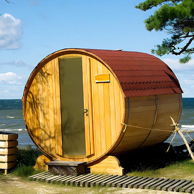 Sauna de vapor seca al aire libre de madera de cedro canadiense Sala de baño Sauna de barril de cedro