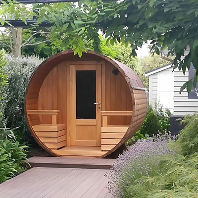 Sauna de vapor seca al aire libre de madera de cedro canadiense Sala de baño Sauna de barril de cedro