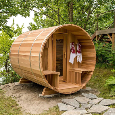 Sauna de vapor seca al aire libre de madera de cedro canadiense Sala de baño Sauna de barril de cedro