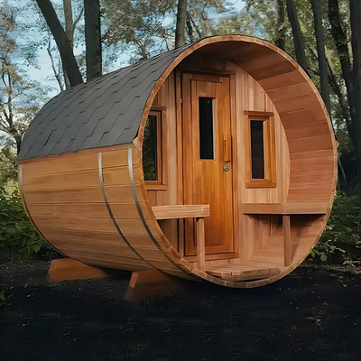 Hotel al aire libre Sauna de madera sólida Sauna térmica de madera Barril Panel de control de computadora Sauna tradicional
