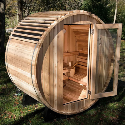 Hotel al aire libre Sauna de madera sólida Sauna térmica de madera Barril Panel de control de computadora Sauna tradicional