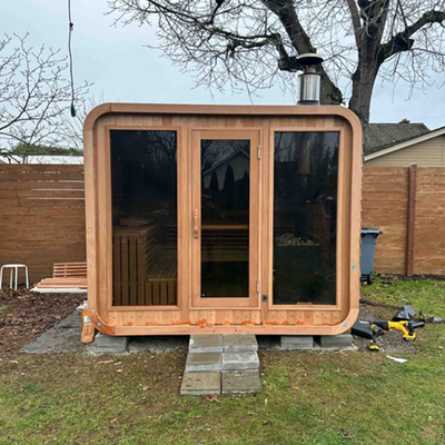 Ventilación ajustable Sauna de cedro para 5-6 personas Puerta de vidrio templado Fácil montaje