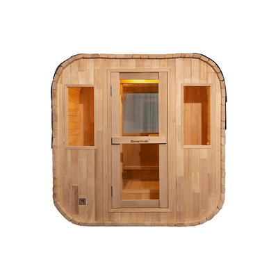 Sauna seca al aire libre de lujo para 5-6 personas con puerta de cristal completa con sistema de música Bluetooth