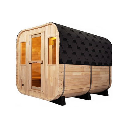 Sauna seca al aire libre de lujo para 5-6 personas con puerta de cristal completa con sistema de música Bluetooth
