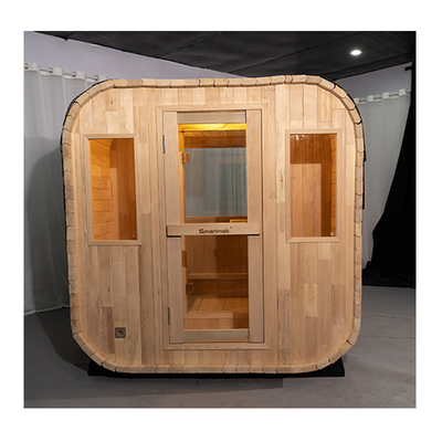 Sauna seca al aire libre de lujo para 5-6 personas con puerta de cristal completa con sistema de música Bluetooth