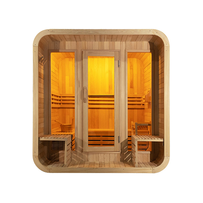 5-6 Personas Sauna seca al aire libre de madera de carpintero Puerta de vidrio completa Sala de sauna relajada / saludable