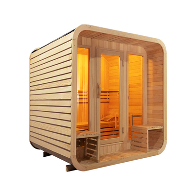 5-6 Personas Sauna seca al aire libre de madera de carpintero Puerta de vidrio completa Sala de sauna relajada / saludable