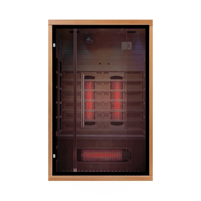 1750W Hemlock / Cedar Sala de sauna en casa con sistema de seguridad en forma rectangular de color de madera