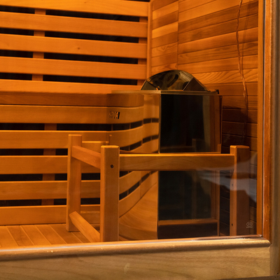 Panel de control de pantalla táctil 6KW estufa calefacción Hemlock / Sauna de vapor de cedro rojo con luz LED