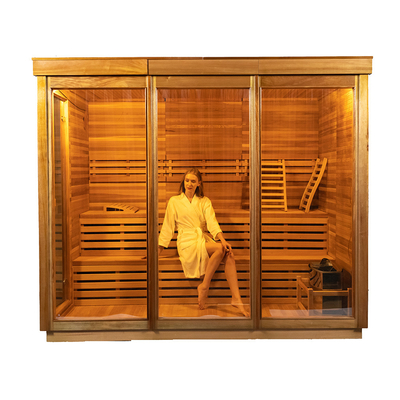 Sala de sauna de vapor con generador de ozono luz LED estilo de diseño moderno