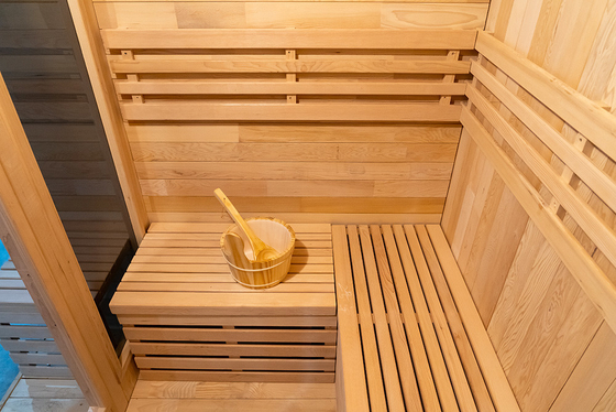 Sala de sauna de vapor de cedro rojo con luz LED y generador de ozono Diseño moderno Rango de temperatura 15 ~ 90 ° C